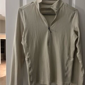 NOBULL Light Beige Logo Half-Zip Pullover